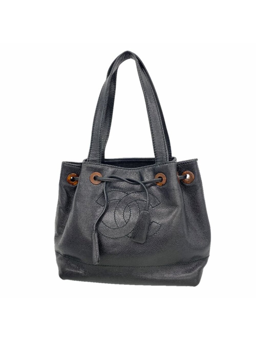 Chanel Tote Bag Caviar Leather Black Gold